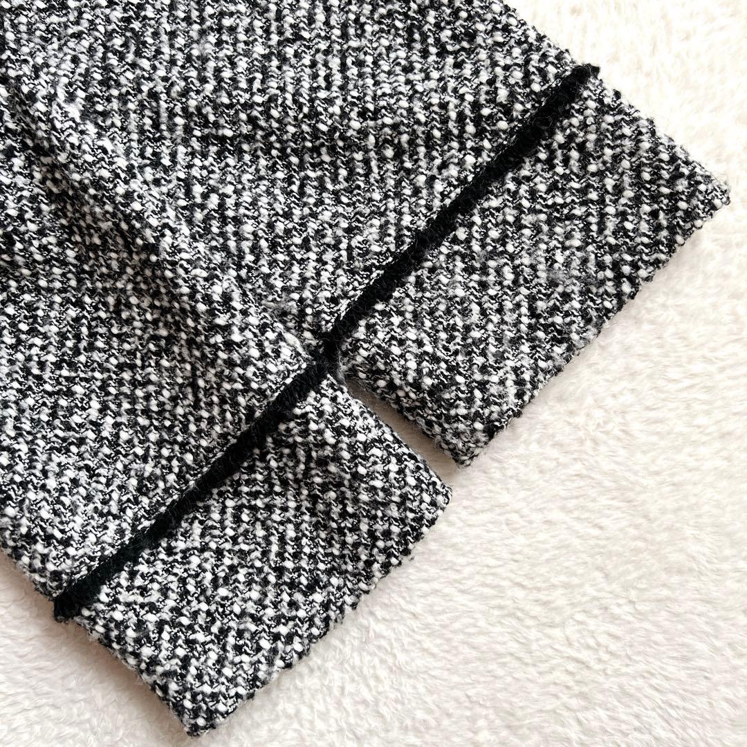 美品✨ラウンジドレス ツイードジャケット ノーカラー ウール 黒 人気完売品