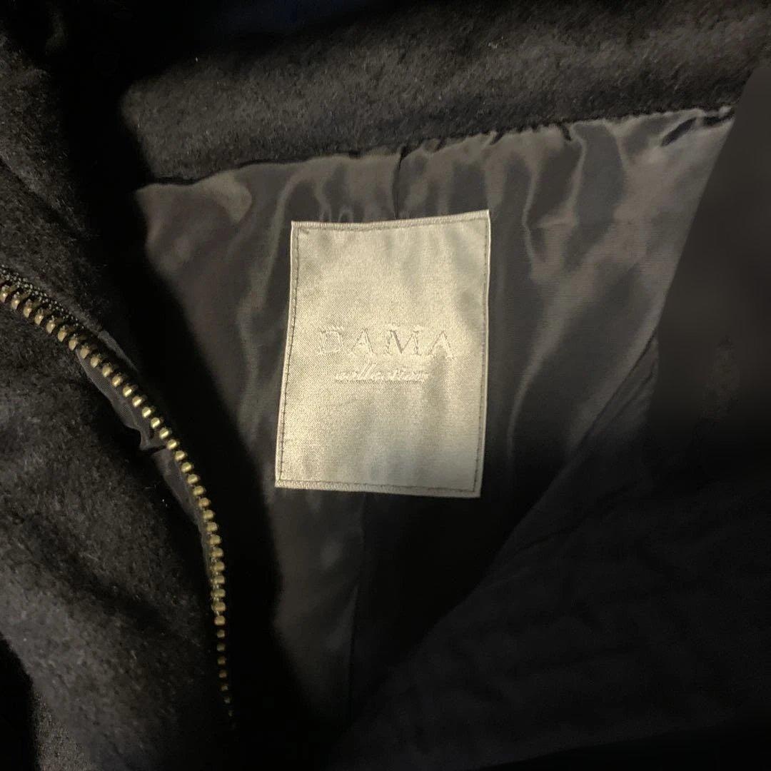 【美品】ダーマコレクションフード付きネイビー カシミヤダウンコート