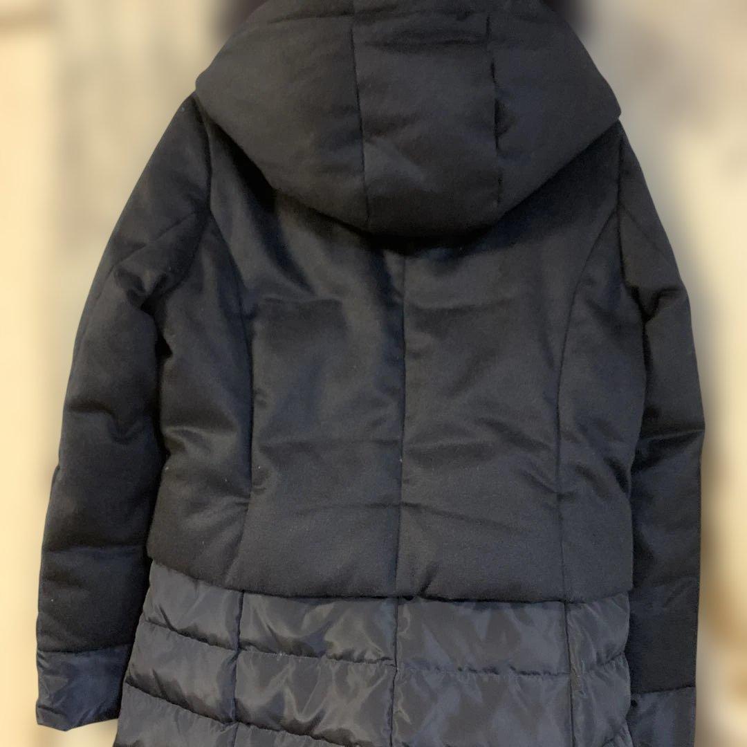 【美品】ダーマコレクションフード付きネイビー カシミヤダウンコート