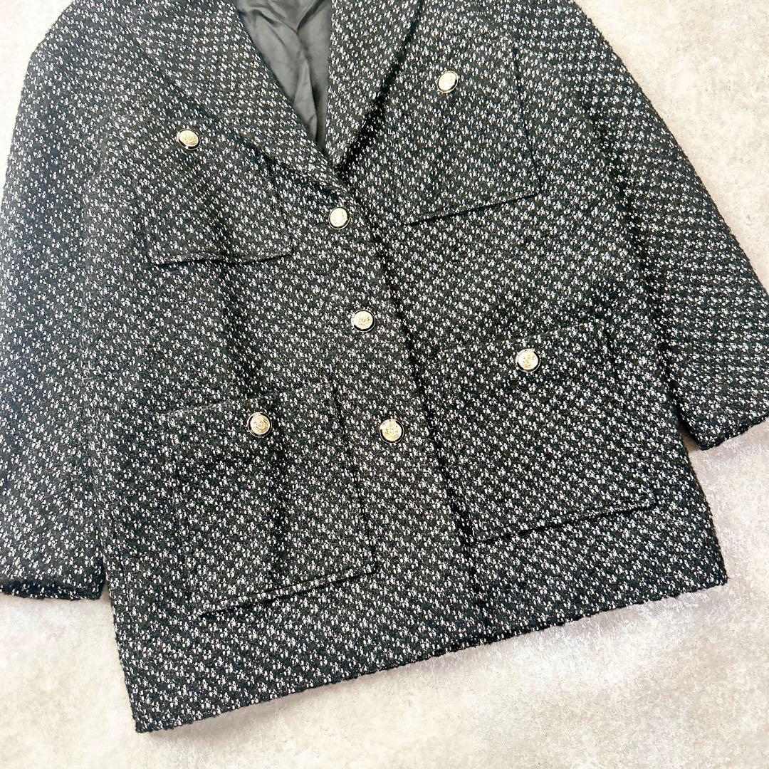 【美品】maje マージュ　アルパカ混ツイードジャケット　金ボタン　ゆったり　L