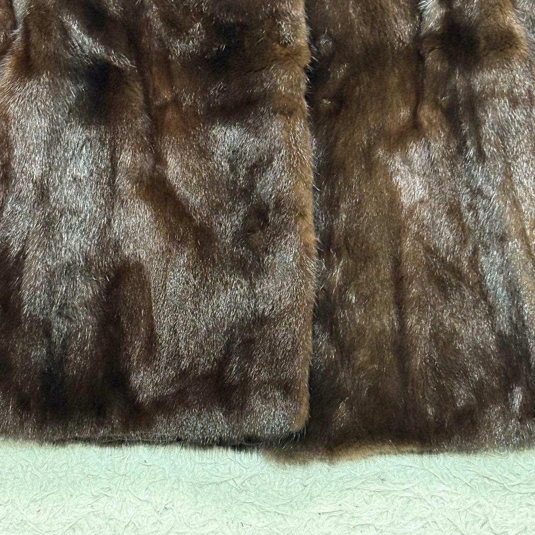 リアル ファー ミドルコート 毛皮コート ダークブラウン