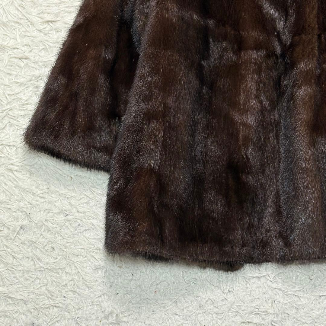 リアル ファー ミドルコート 毛皮コート ダークブラウン