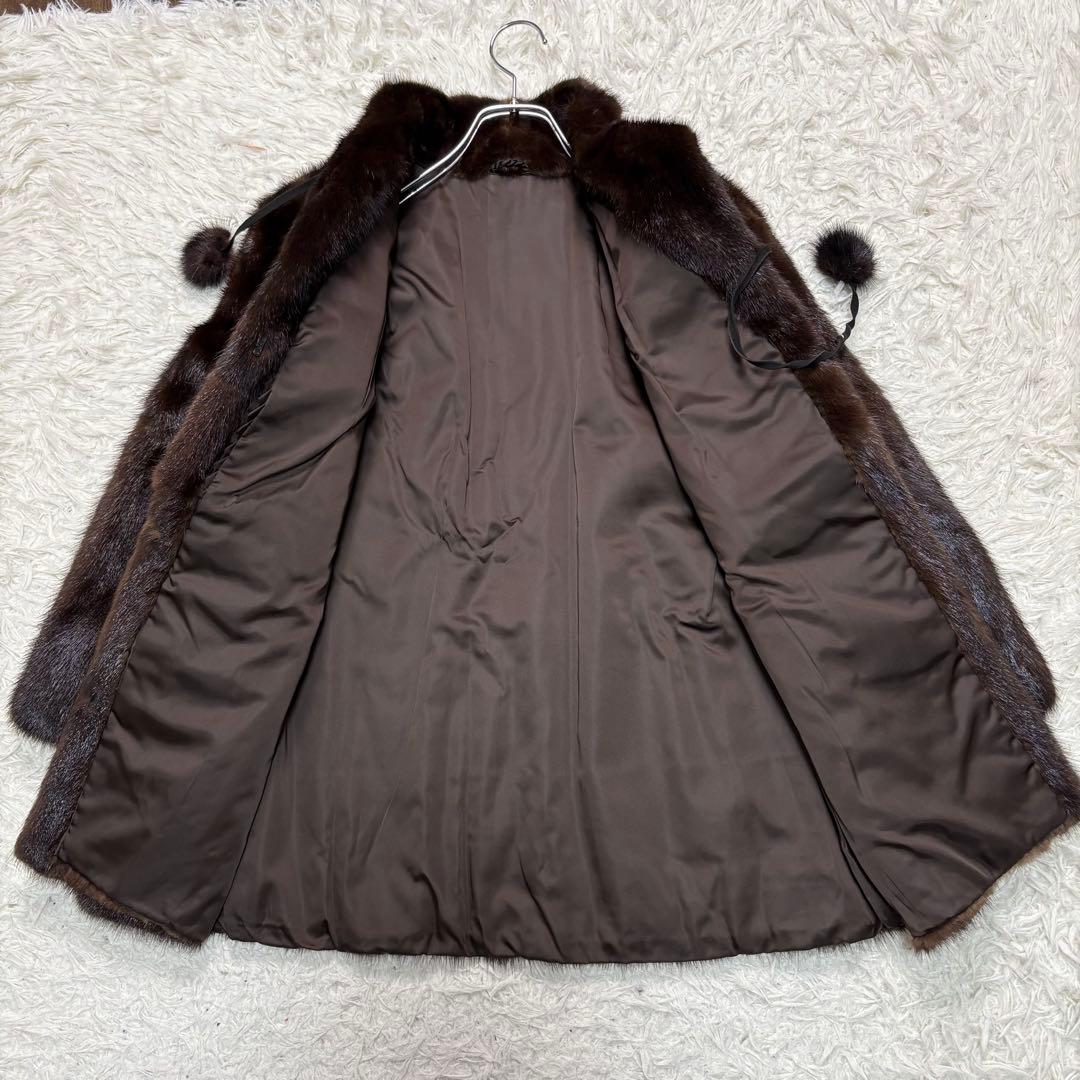 リアル ファー ミドルコート 毛皮コート ダークブラウン