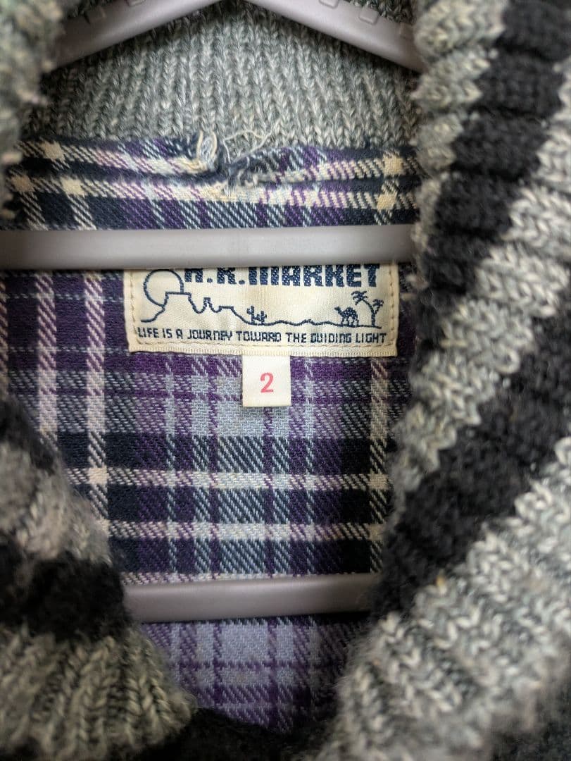 ハリウッドランチマーケット 袖革スタジャン　日本製　M 黒　刺繍