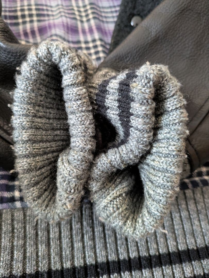 ハリウッドランチマーケット 袖革スタジャン　日本製　M 黒　刺繍