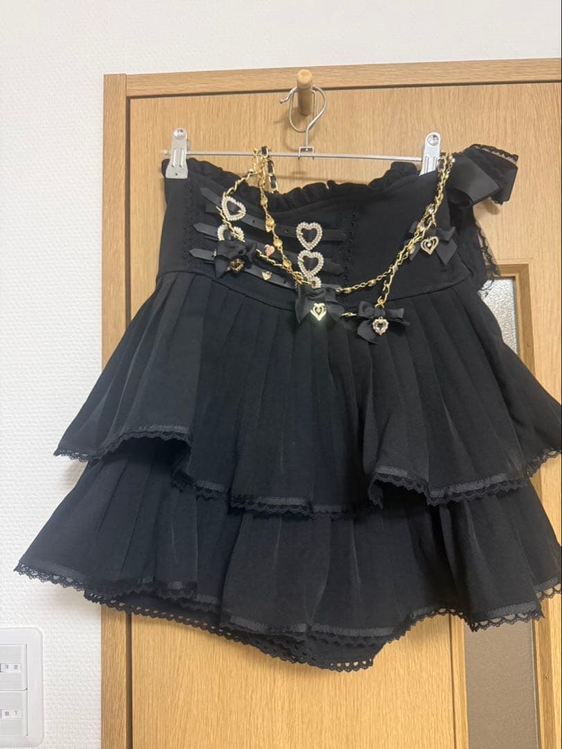 LIZLISA ダブル消しプリーツスカパン ブラック