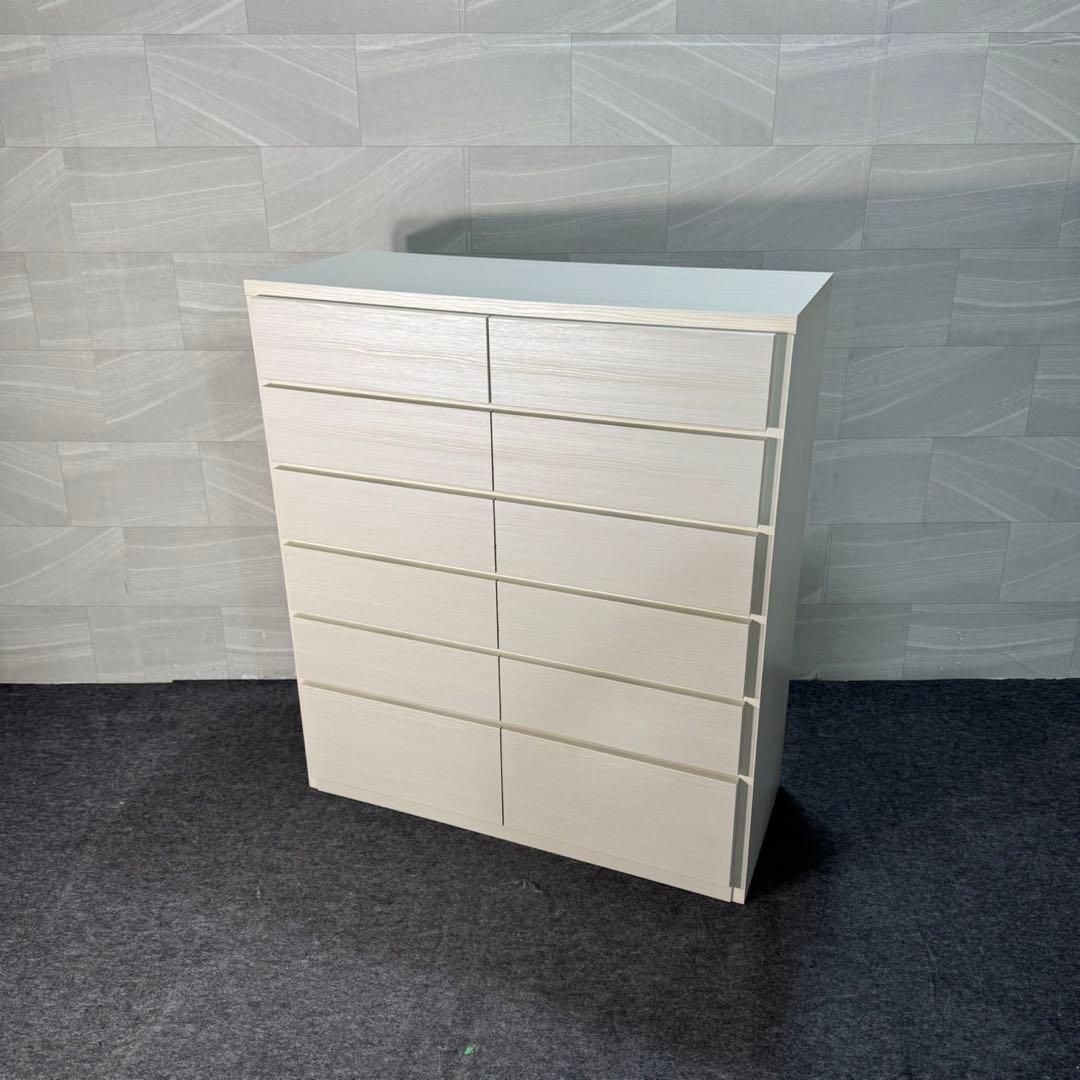 丸田木工 ウッドチェスト 幅104-6段 ホワイト 完成品 d3536 CUBE