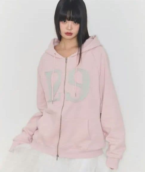 ILLIGO MUSINSA ロゴパッチジップアップパーカー　ライトピンクМ