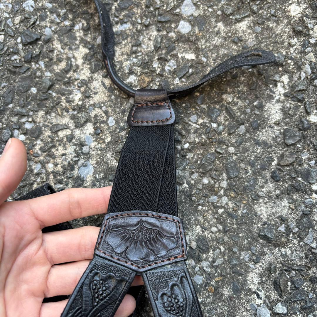 DOUBLE RL RRL サスペンダー ブラック レザー 革