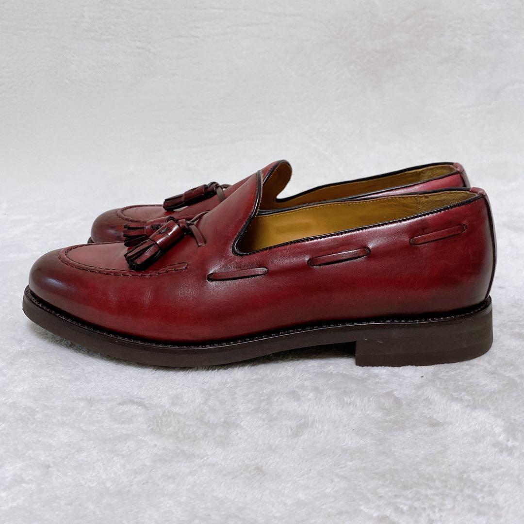 美品　バーウィック　タッセルローファー　バーガンディ　UK7.5　27cm　革靴