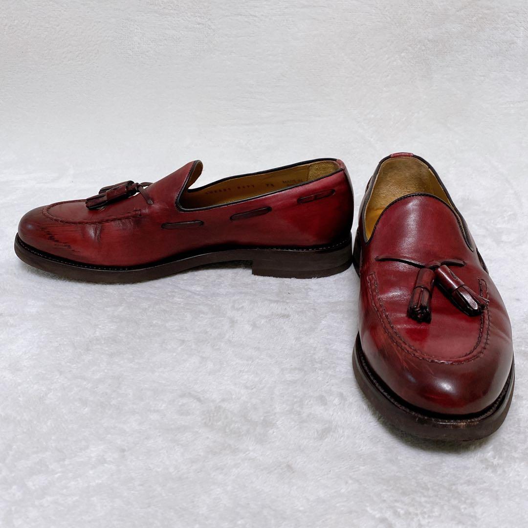 美品　バーウィック　タッセルローファー　バーガンディ　UK7.5　27cm　革靴