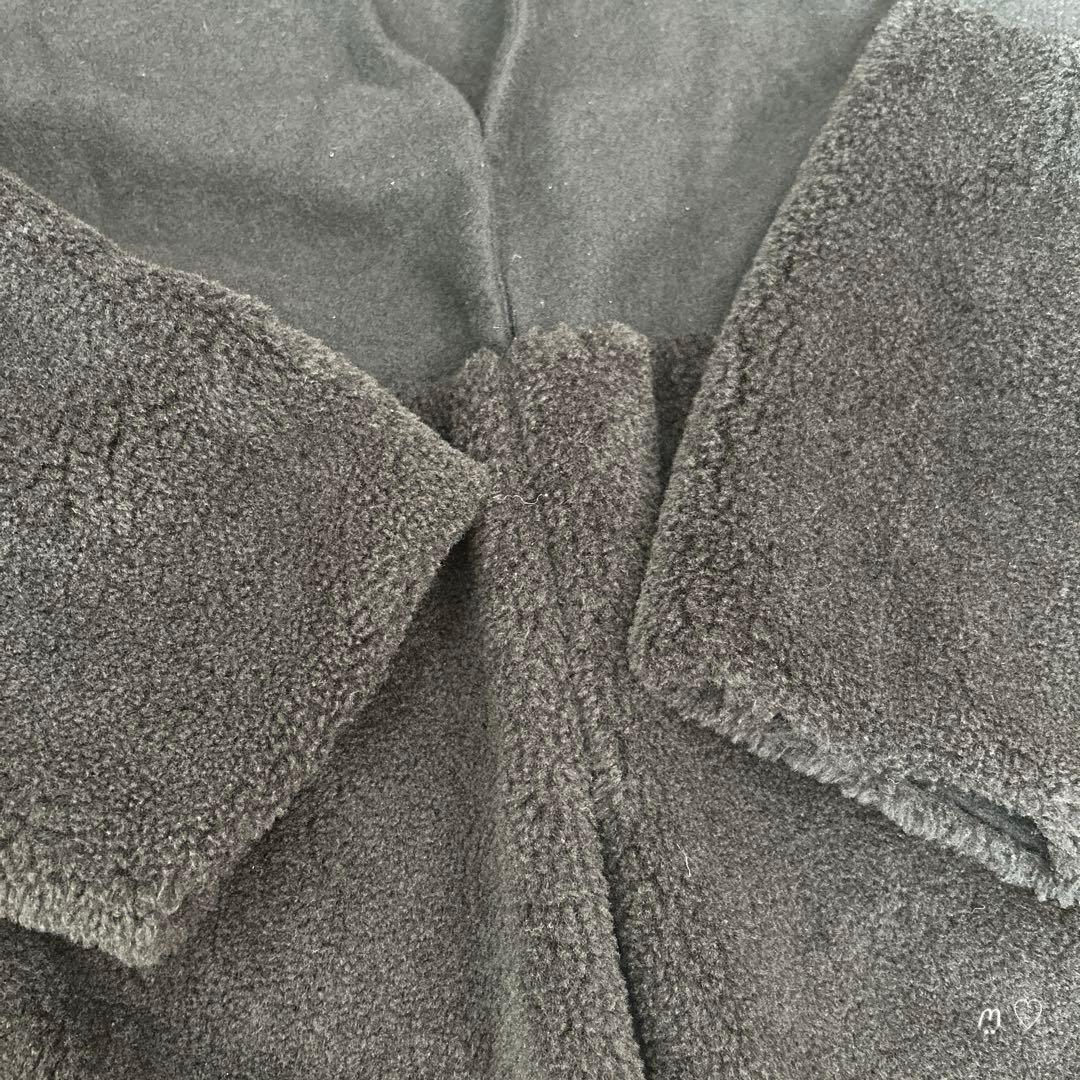 yoriヨリ　Vネックファーショートコート　Fフリーサイズ　ブラック　ボア切替