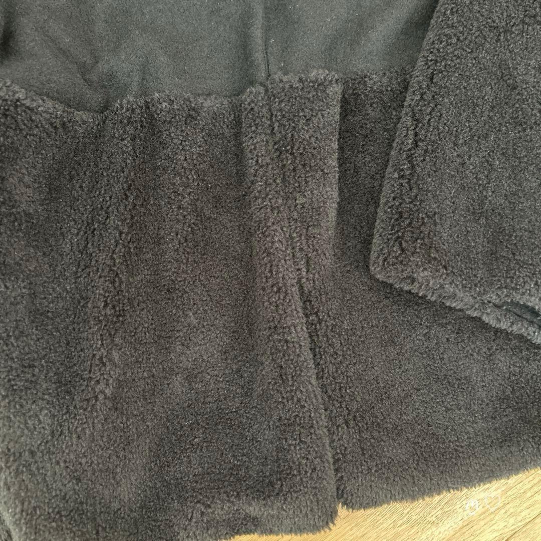 yoriヨリ　Vネックファーショートコート　Fフリーサイズ　ブラック　ボア切替