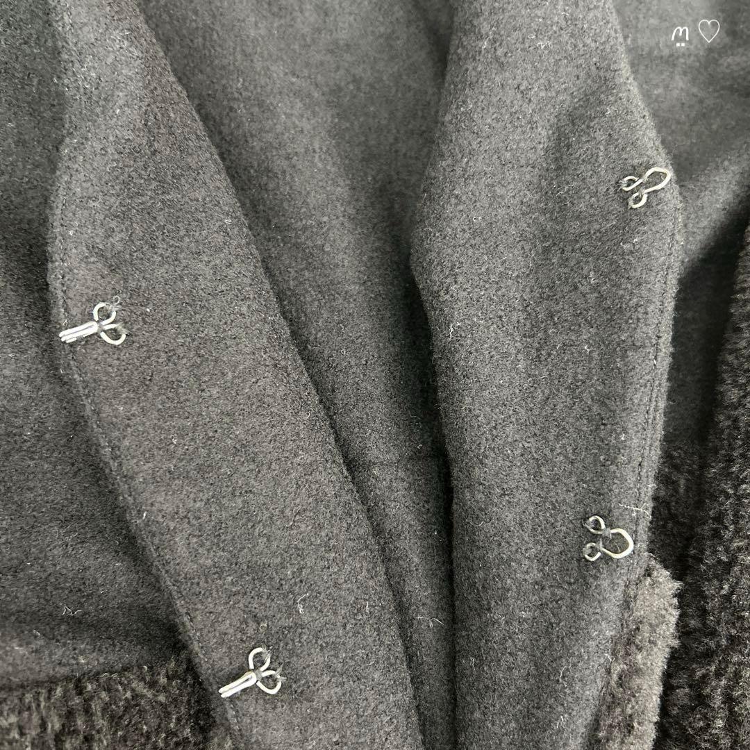 yoriヨリ　Vネックファーショートコート　Fフリーサイズ　ブラック　ボア切替