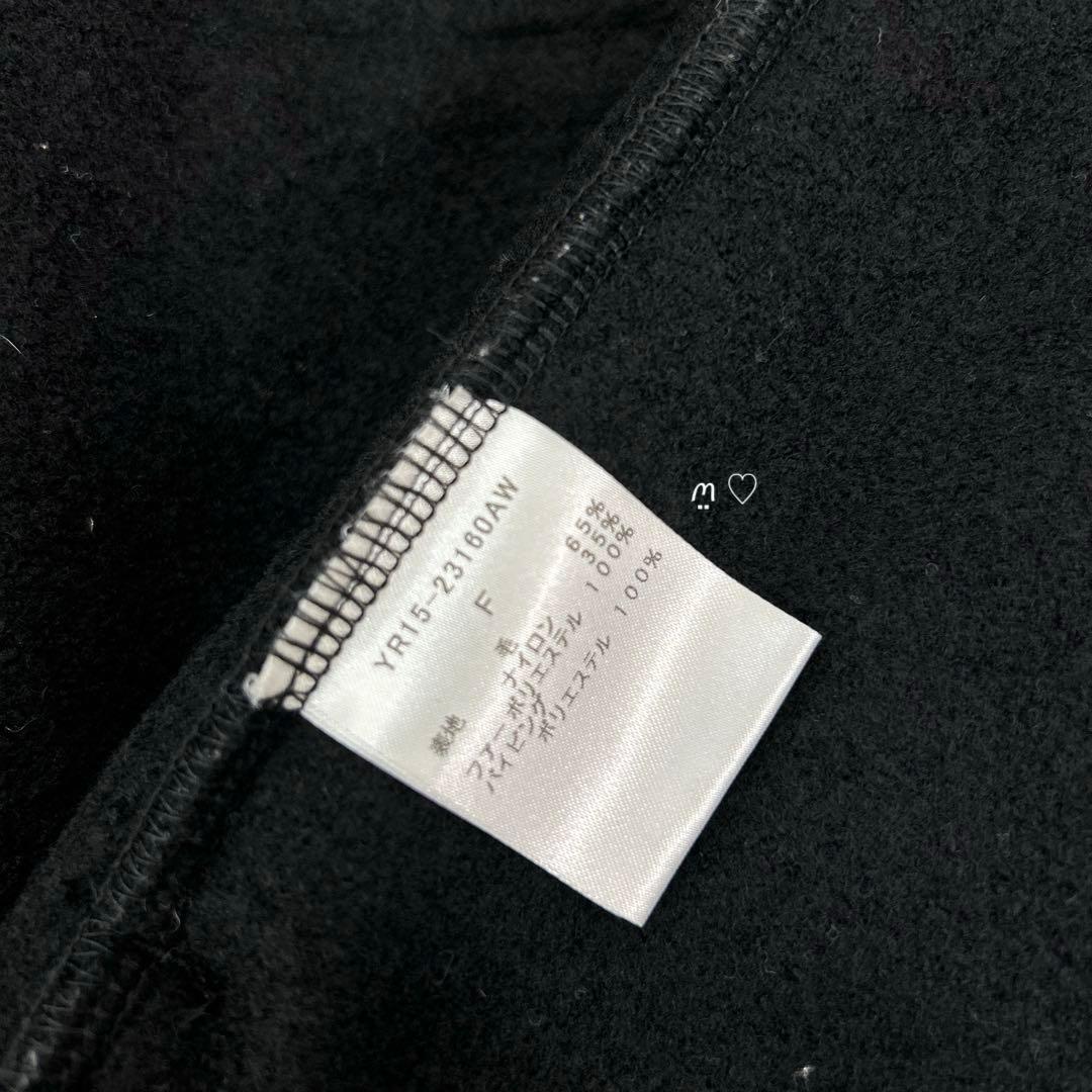 yoriヨリ　Vネックファーショートコート　Fフリーサイズ　ブラック　ボア切替