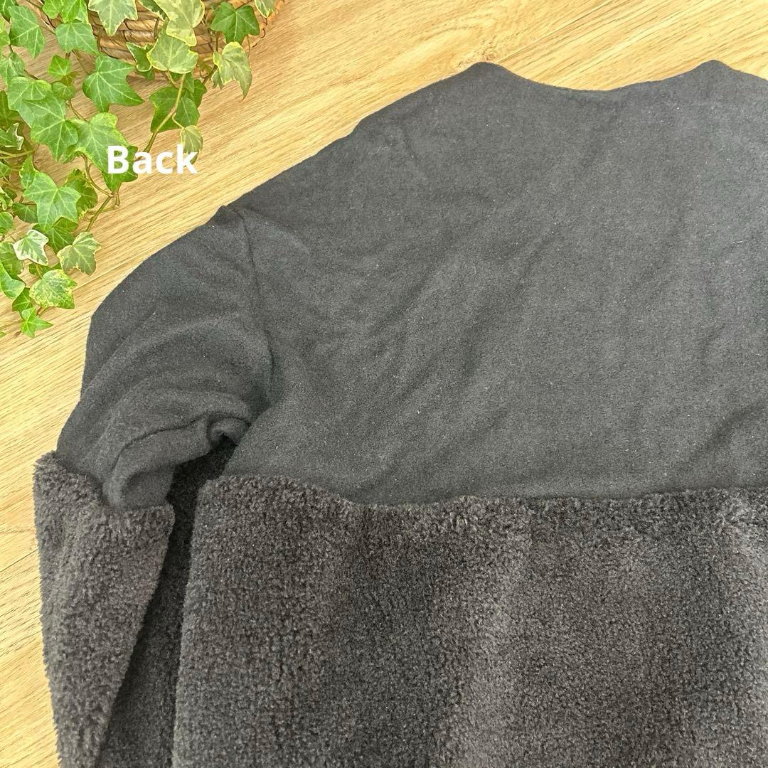 yoriヨリ　Vネックファーショートコート　Fフリーサイズ　ブラック　ボア切替