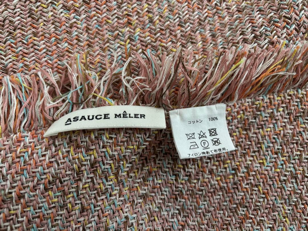 アソースメレ メランジ ツイード スクエア コットン ストール