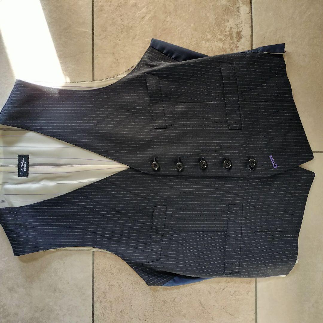 Paul Smith ネイビー ストライプ 3ピース2Bスーツｌ総裏