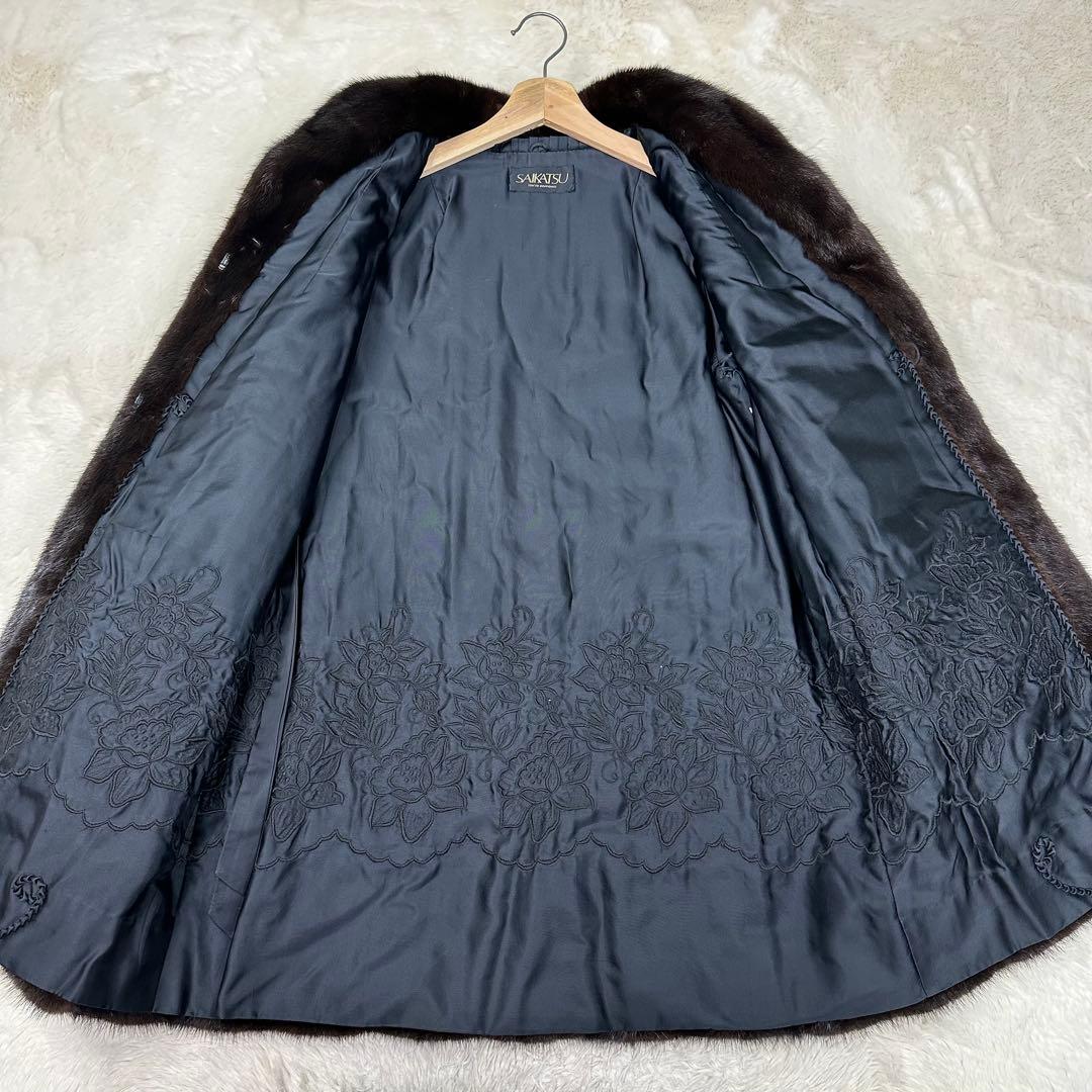 ✨美品✨SAIKATSU 六本木 最高級リアルファーコート ミンク系 裏地刺繍
