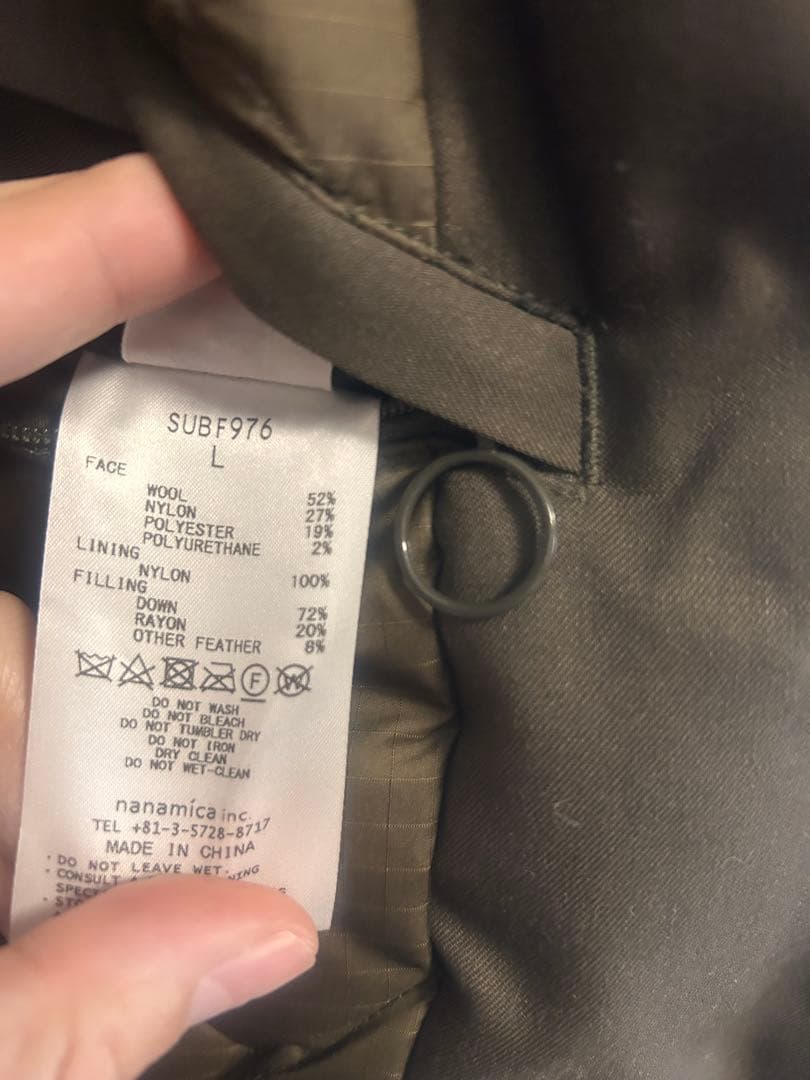 nanamica Down Pea Coat 光電子　SUBF976