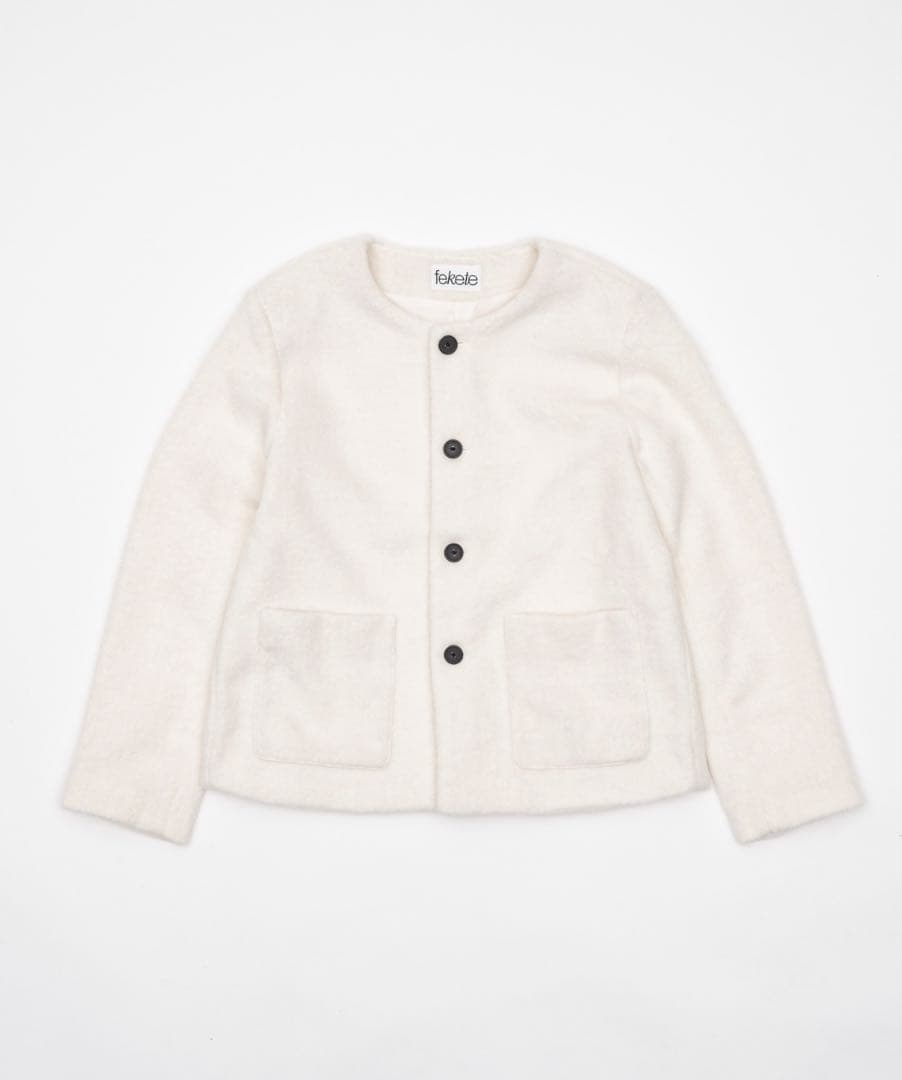 FEKETE ノーカラーウールシャギージャケット アイボリー