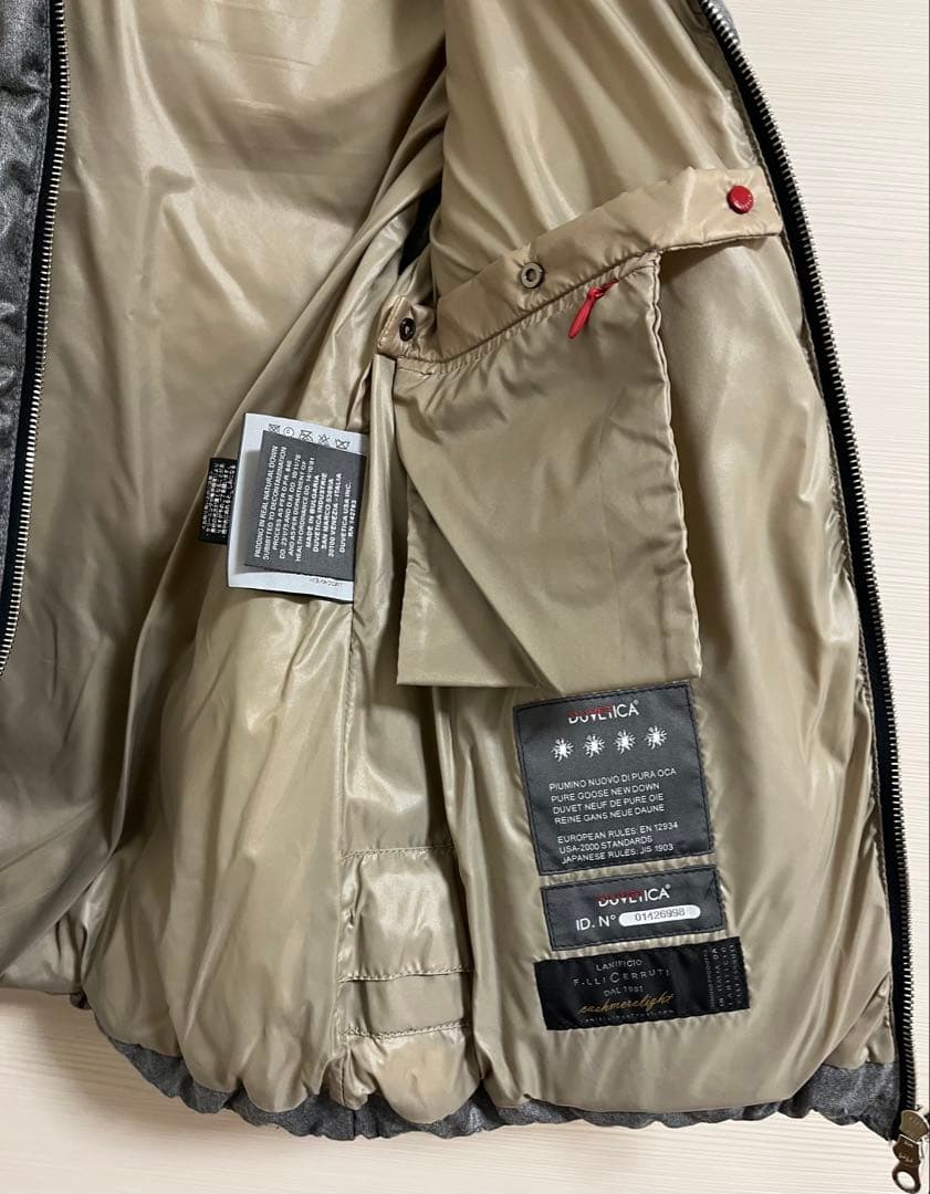 DUVETICA ウールダウンベスト グレー×ベージュ 42