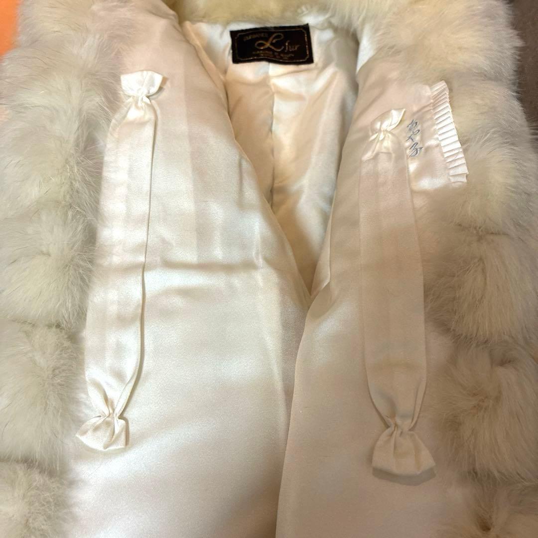 【美品】クリーム色の毛皮コート、毛皮　Elegance Fur ファーコート
