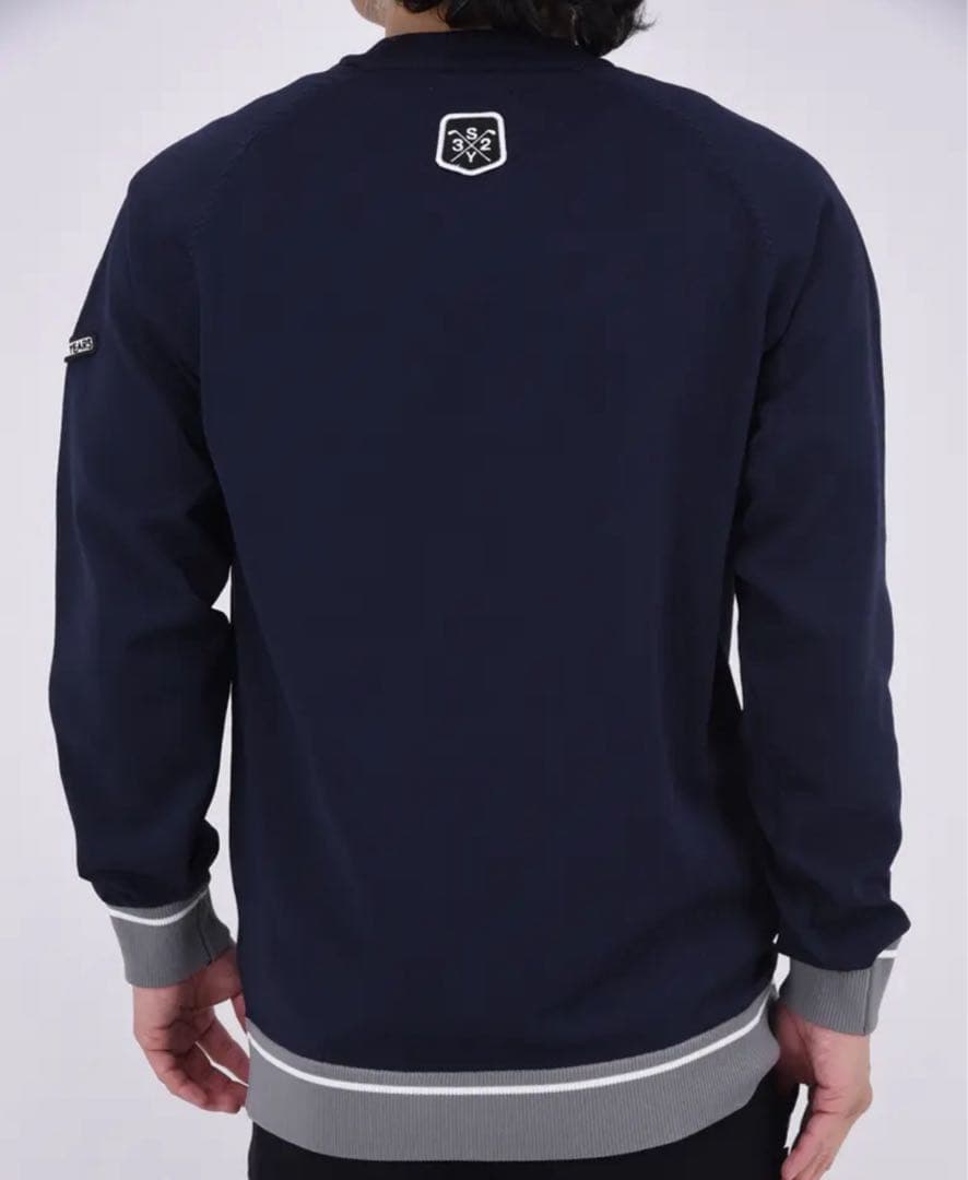 ロゴ　クルーネック　セーター　ニット　メンズ　XL ネイビー　新品タグ付き　秋冬