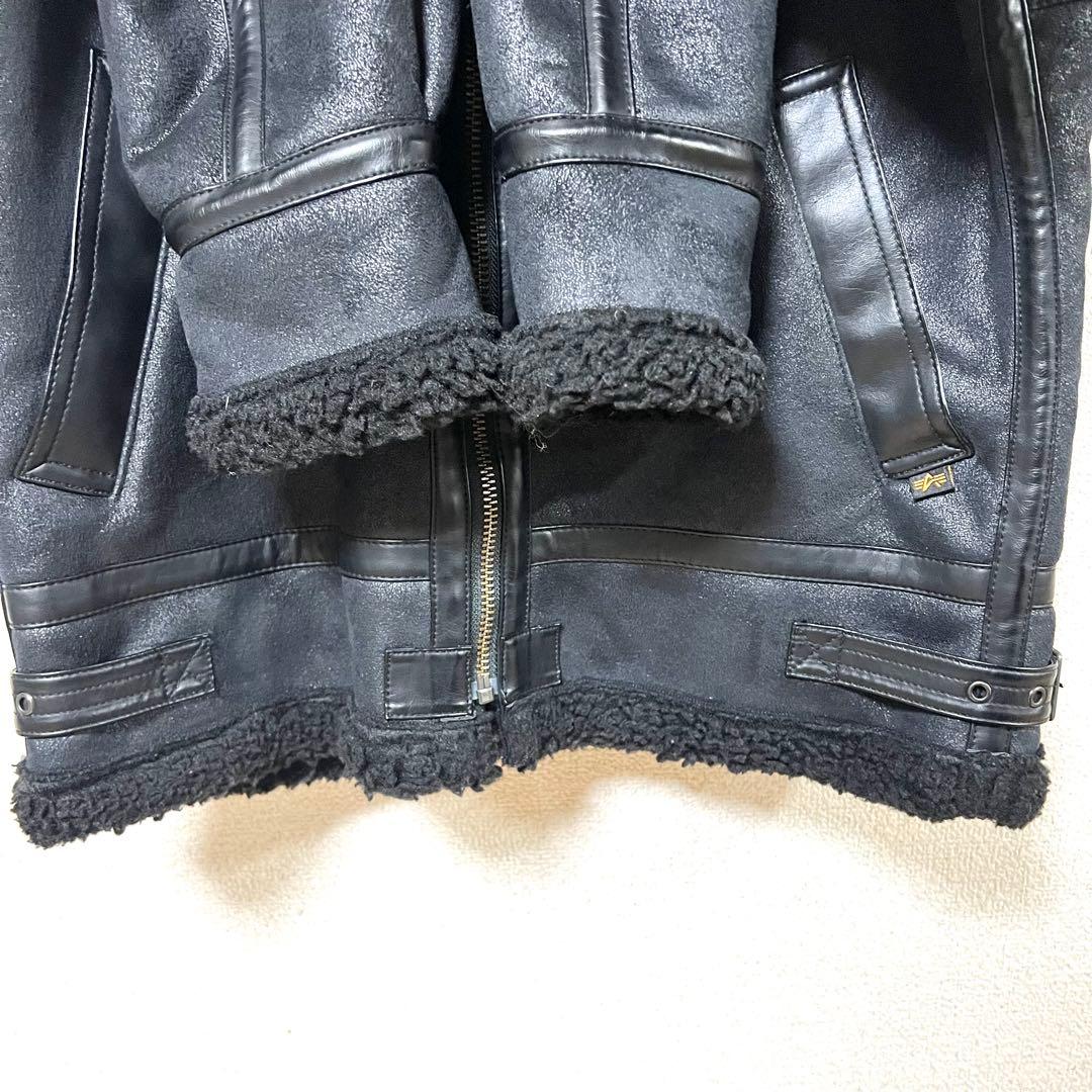 【美品】ALPHA B-3 フェイクムートンジャケット MOUTON BLACK