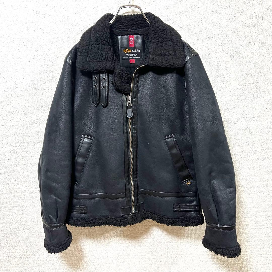【美品】ALPHA B-3 フェイクムートンジャケット MOUTON BLACK