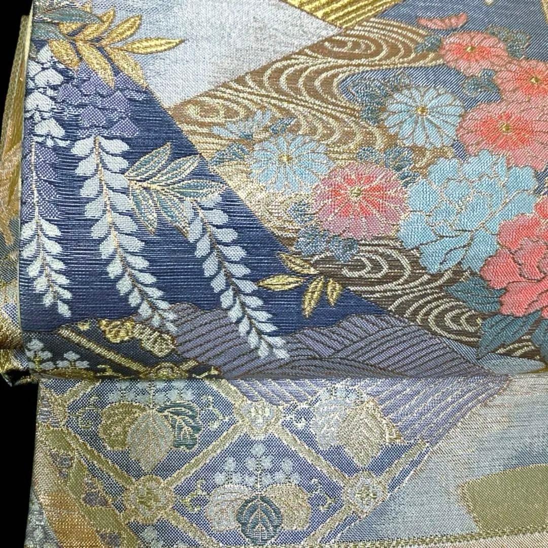 袋帯　ワンタッチ作り帯　マジックテープ　二重太鼓　付け帯【古典絵巻】金糸織