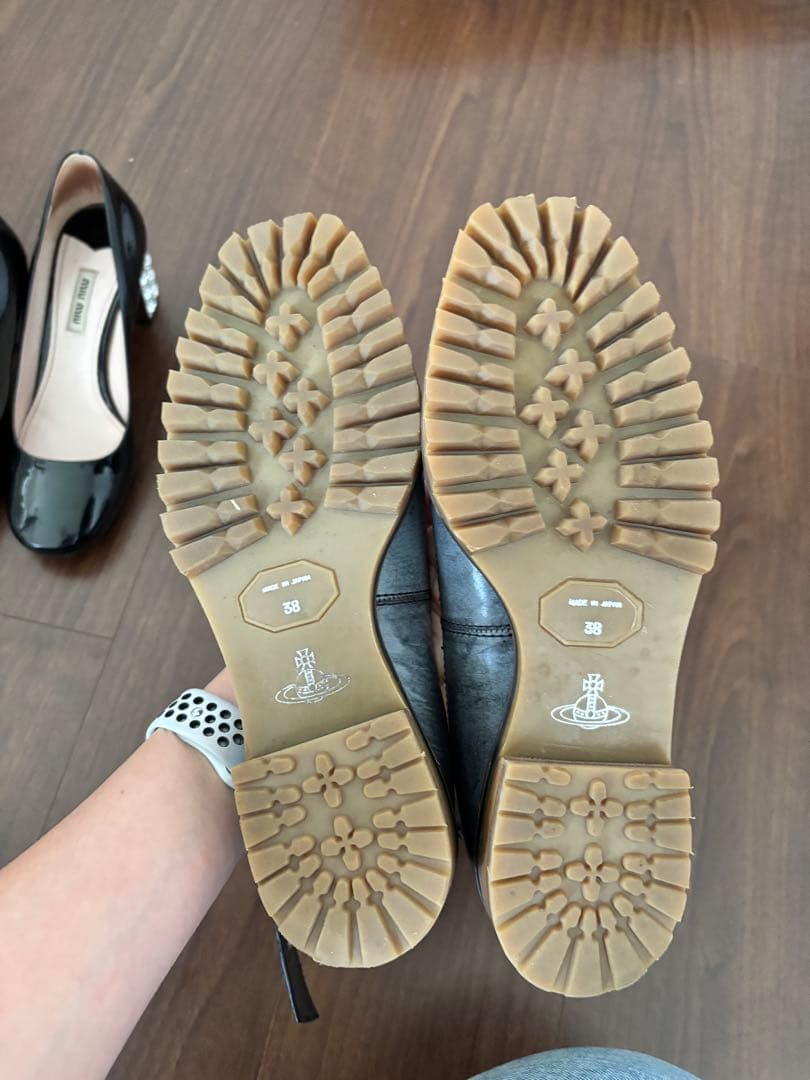 Vivienne westwood アンクルストラップ黒フラットシューズ