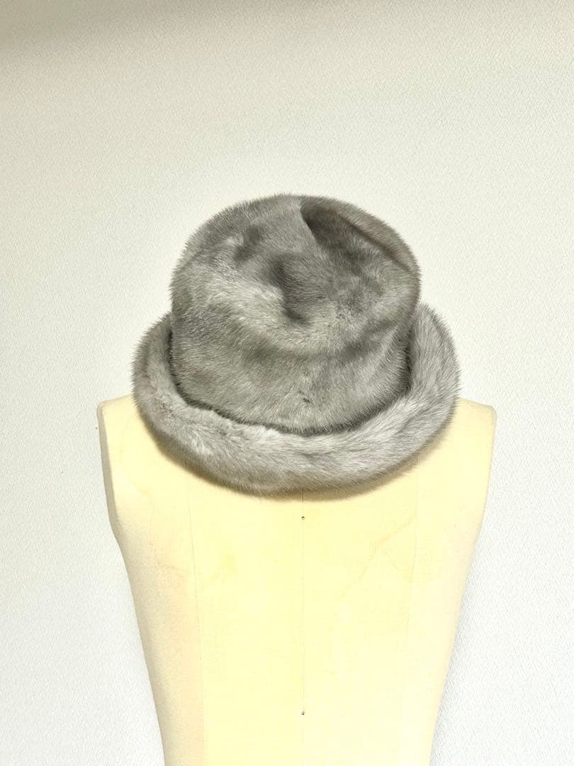 アトリエどら猫/希少/SAGAミンクファー グレー帽子/高級