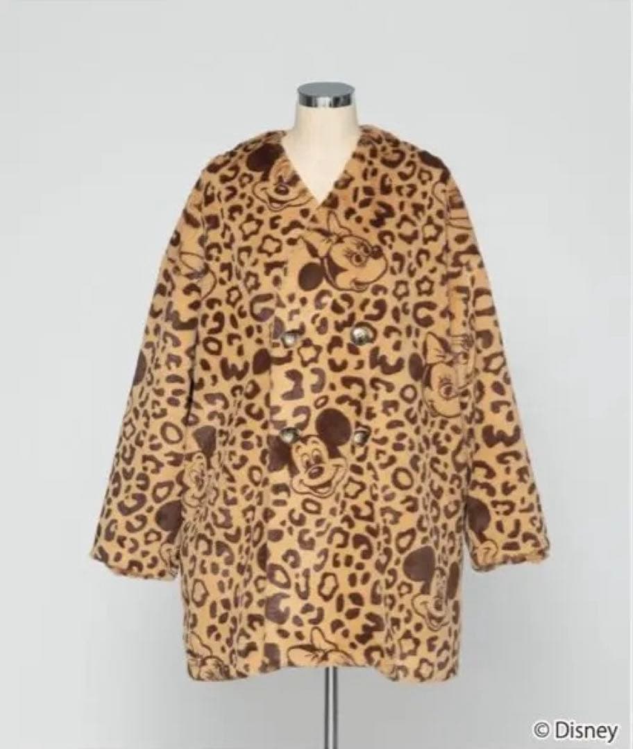 wcj ミッキー　ミニー　Disney レオパードデザインコート　ヒョウ柄