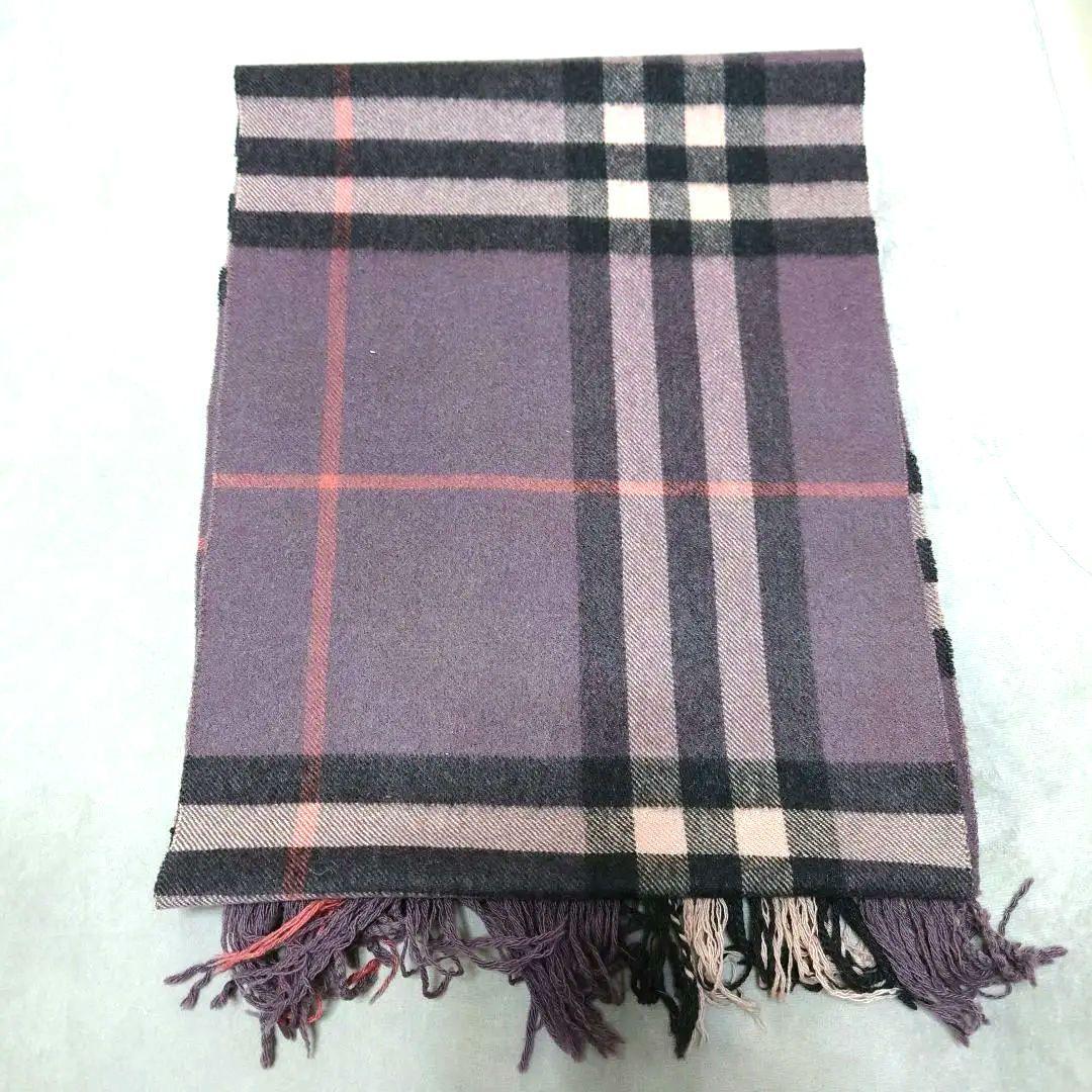 BURBERRY カシミア ノバチェック メガチェック　パープル マフラー 希少