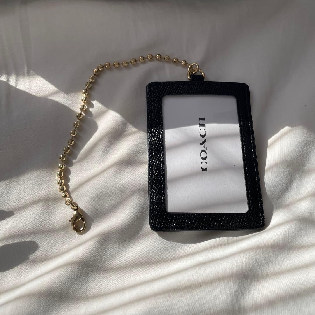 コーチ　財布　長財布　レザー　ブラック　パスケース付き