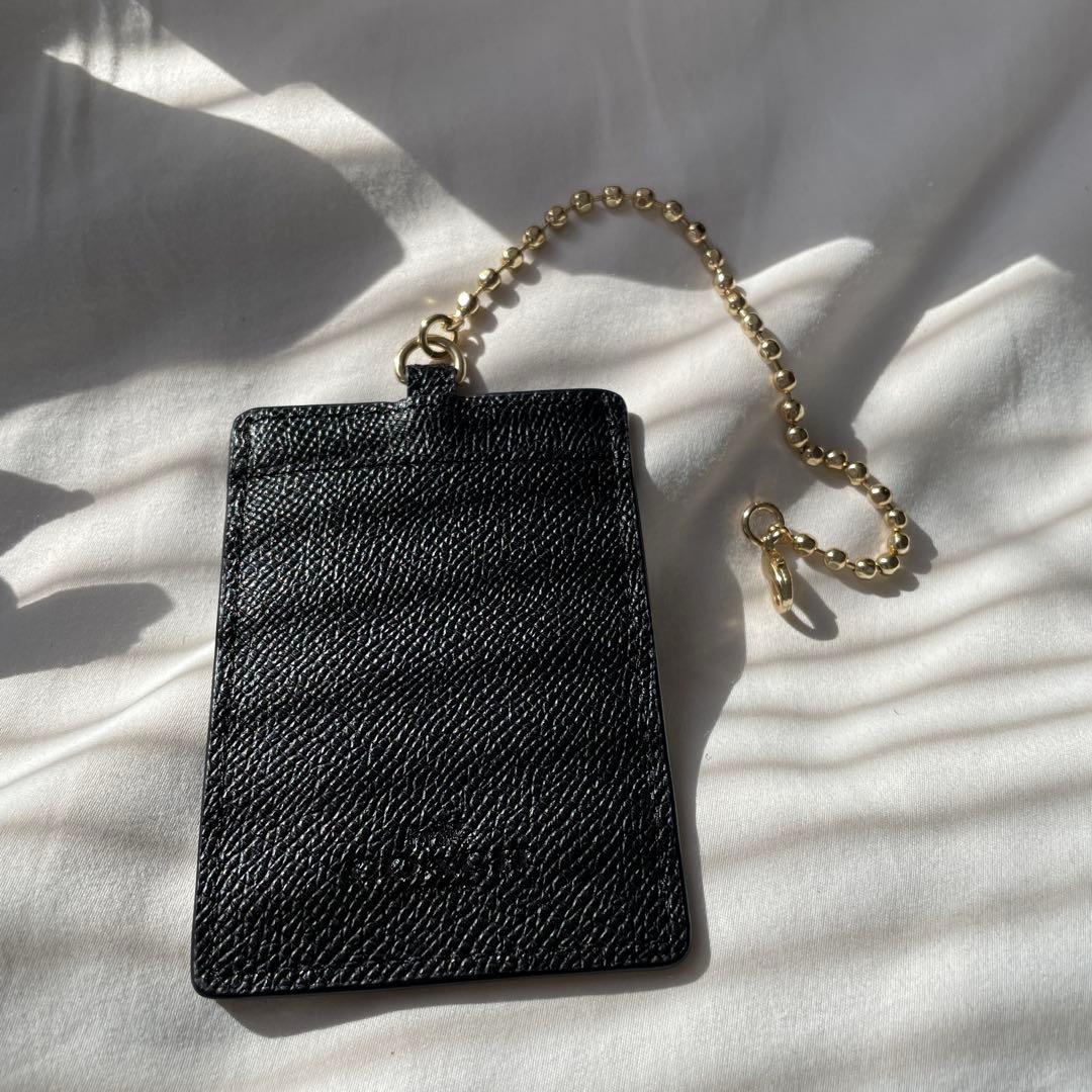 コーチ　財布　長財布　レザー　ブラック　パスケース付き