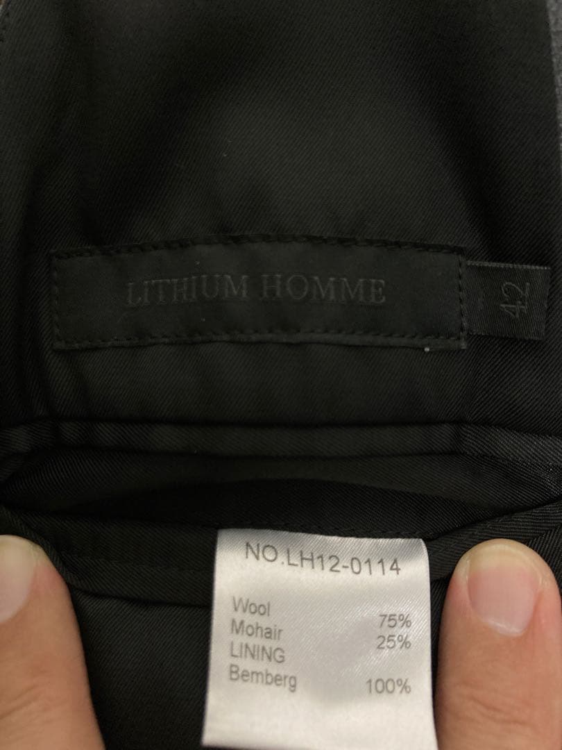 【LITHIUM HOMME】3ピースセットアップ2Bスーツ42モヘアウールXS