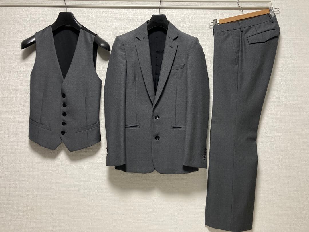 【LITHIUM HOMME】3ピースセットアップ2Bスーツ42モヘアウールXS