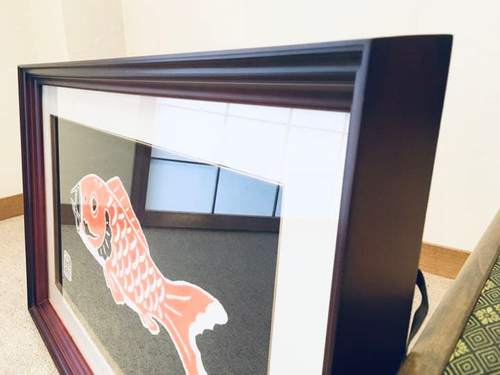 重要無形文化財　郡上本染 鯉のぼり 額縁　80×50cm ガラス入り　端午の節句