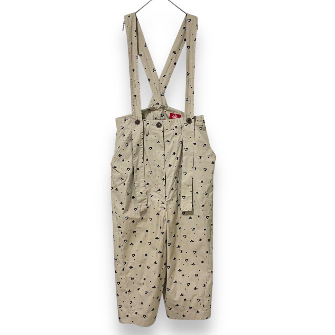 完売 オーブ刺繍 ヴィヴィアンウエストウッド サスペンダー パンツ 総柄