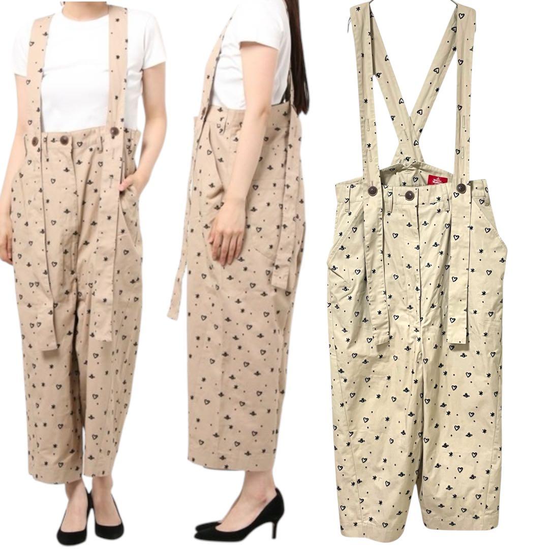 完売 オーブ刺繍 ヴィヴィアンウエストウッド サスペンダー パンツ 総柄