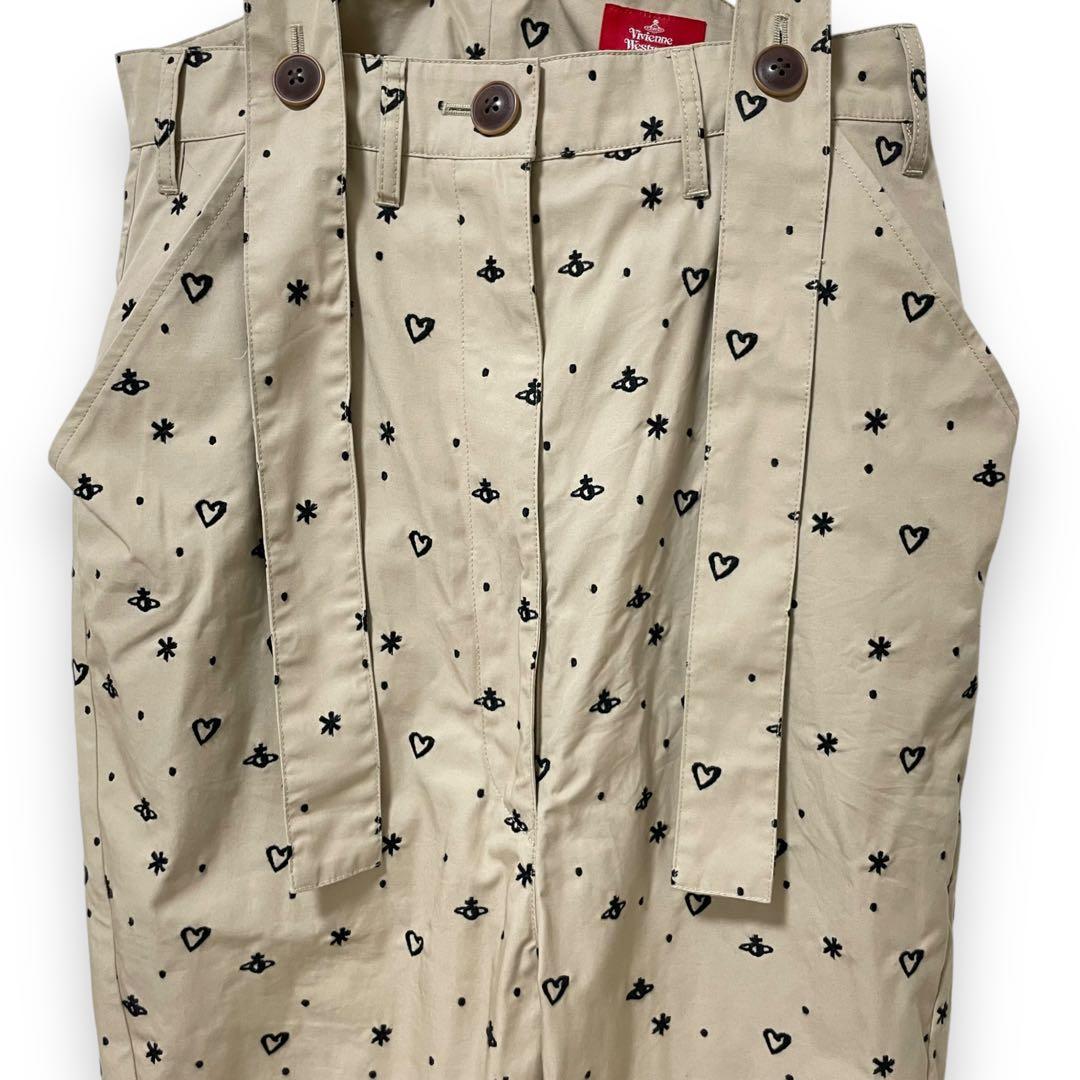 完売 オーブ刺繍 ヴィヴィアンウエストウッド サスペンダー パンツ 総柄