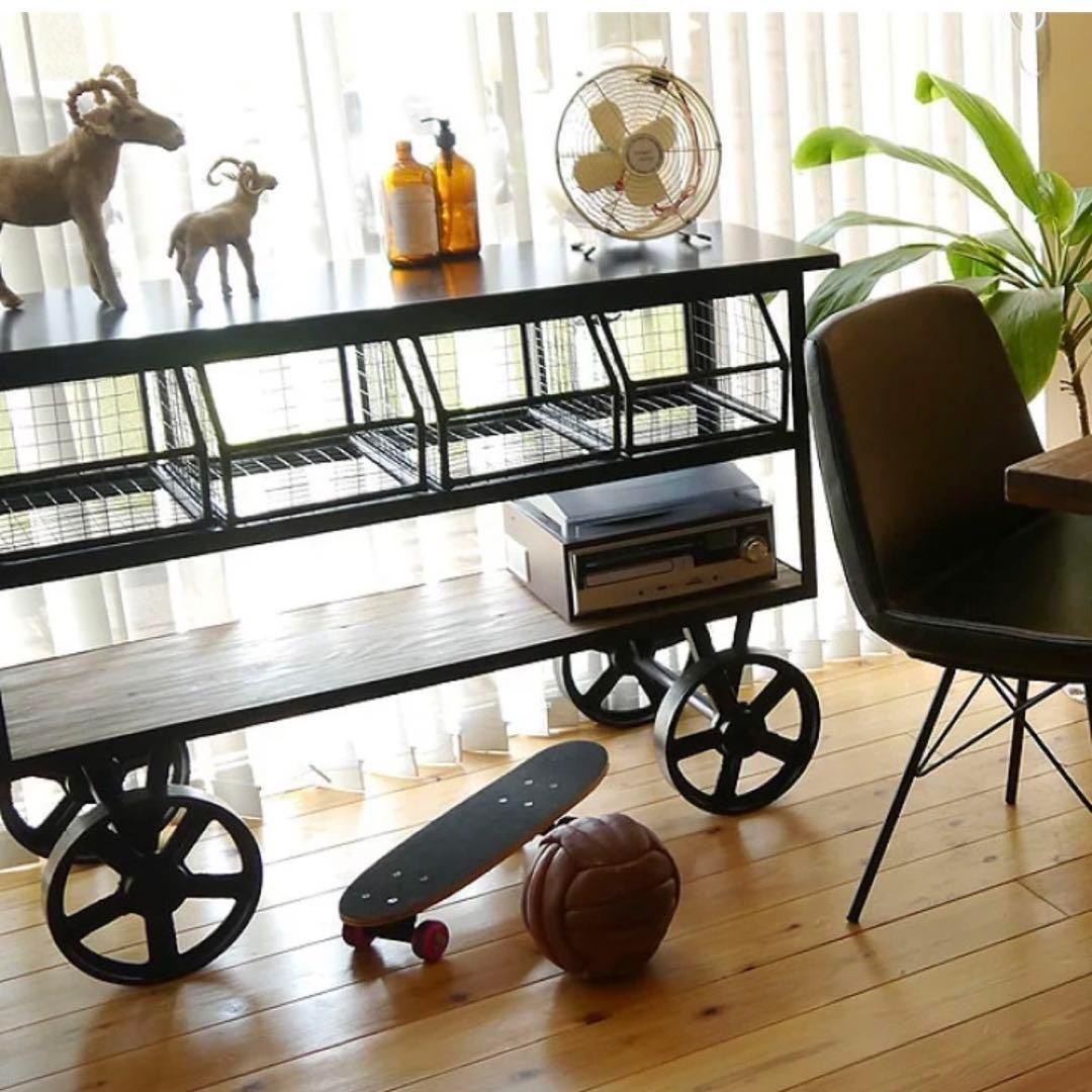 定価約8万 up town タイヤ付きサイドボード 古材 インダストリアル