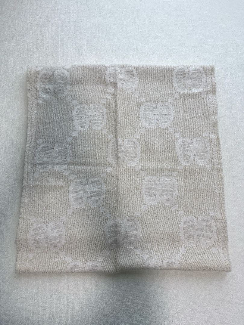 GUCCI グッチ マフラー GGウール ラメジャガードスカーフ ホワイト