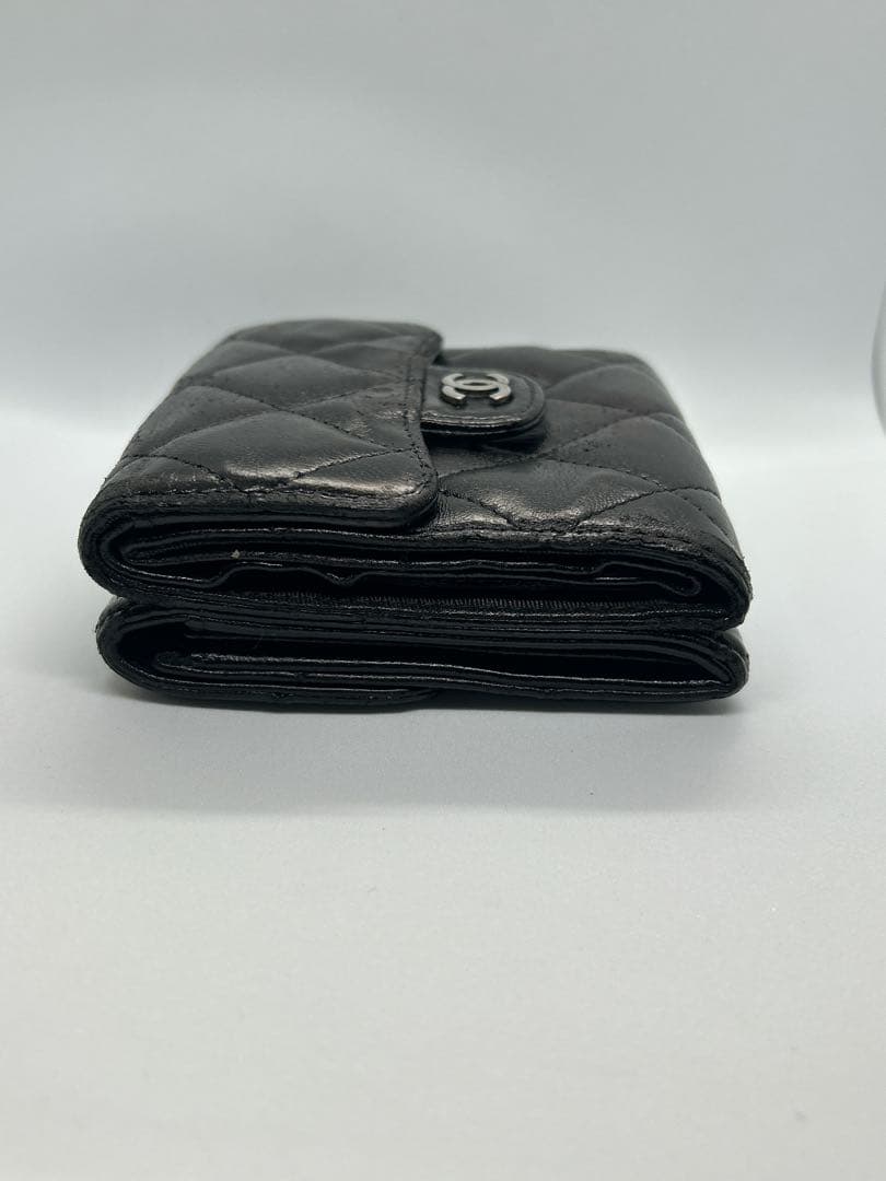 CHANEL ラムスキン　マトラッセ　Wホック　三つ折財布　ケース/434