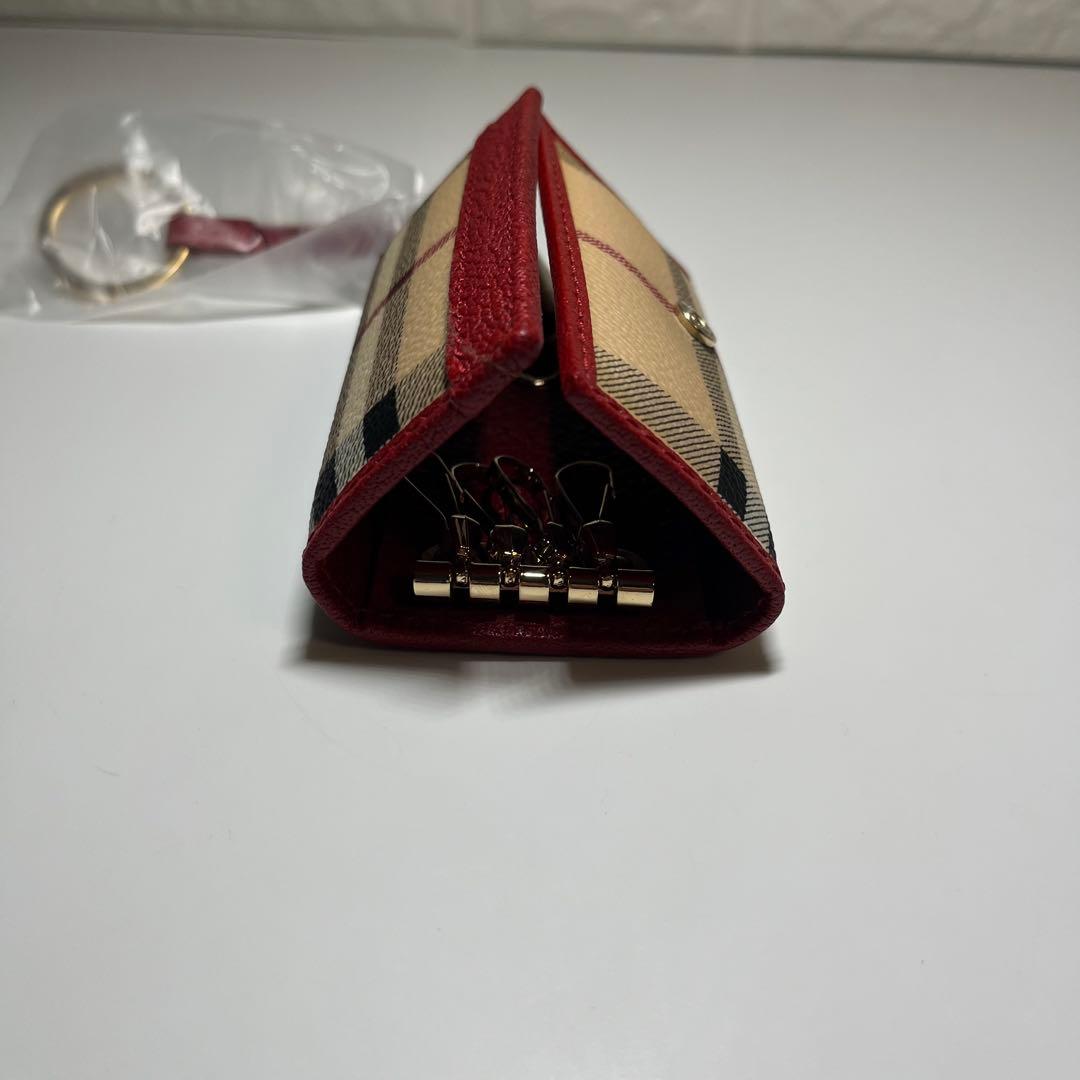 【専用】バーバリー　４連キーケース　ホースロゴ　ノバチェック　レッド