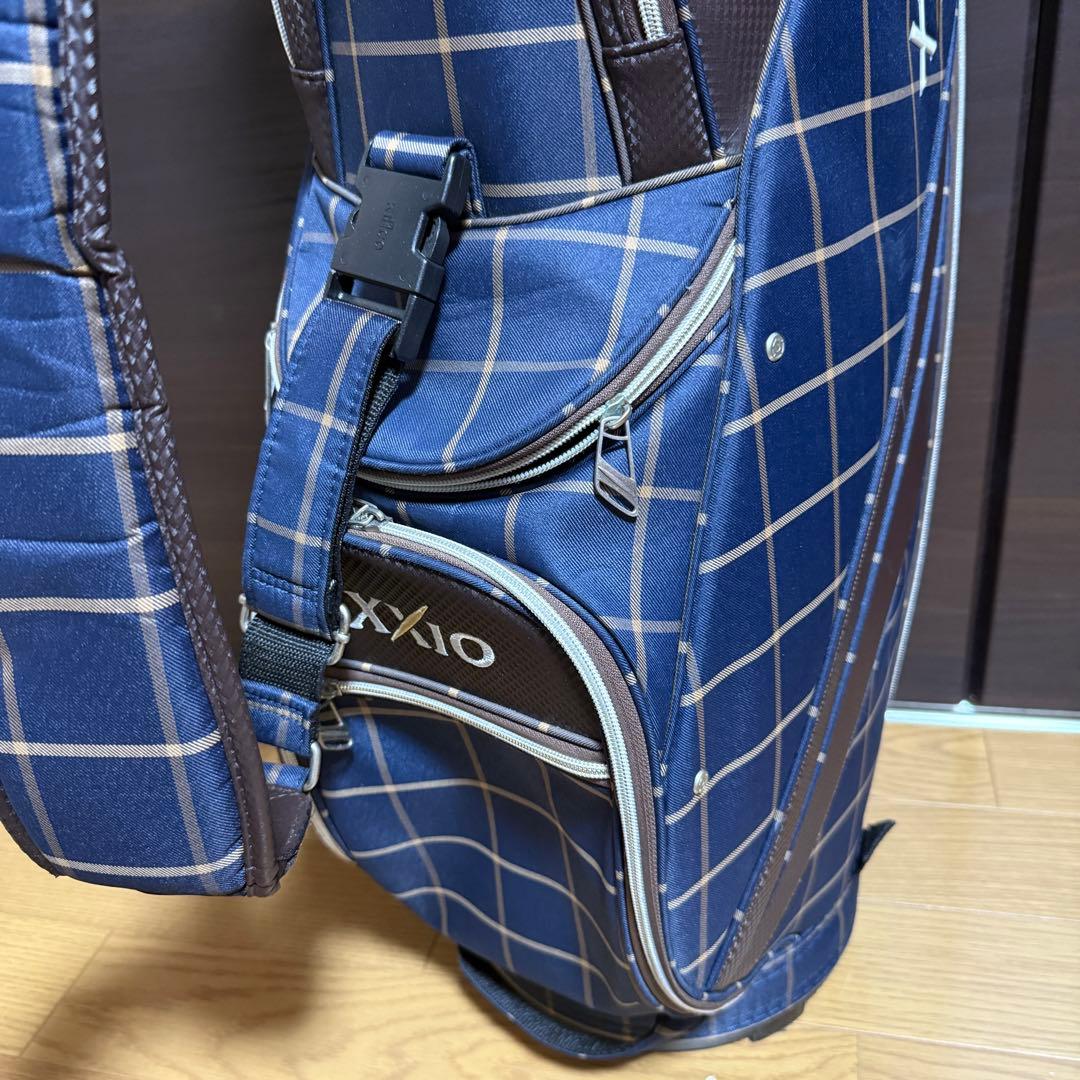 XXIO キャディバッグ ゴルフバッグ ネイビー チェック柄