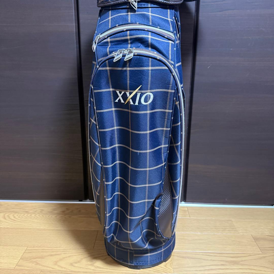 XXIO キャディバッグ ゴルフバッグ ネイビー チェック柄