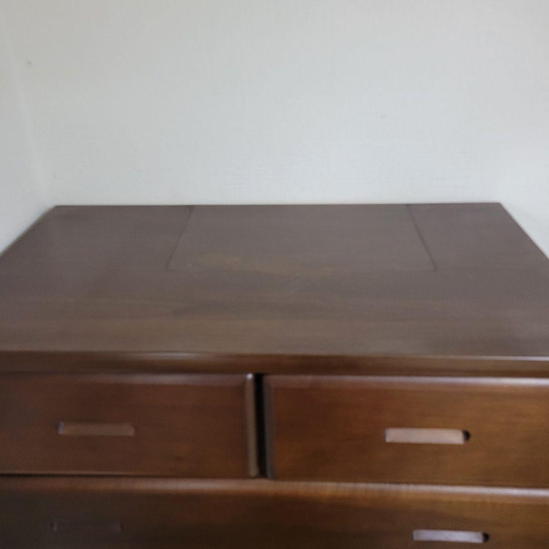 ダークブラウン 木製チェスト 7引き出し 花柄装飾